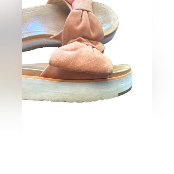 UGG Joan Oversized Bow Slip On Platform Sandals sz 8 color salmon preloved - Picture 5 of 8